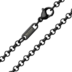 BALCANO - Belcher / Nemesacél roló lánc típusú nyaklánc fekete PVD bevonattal - 3 mm