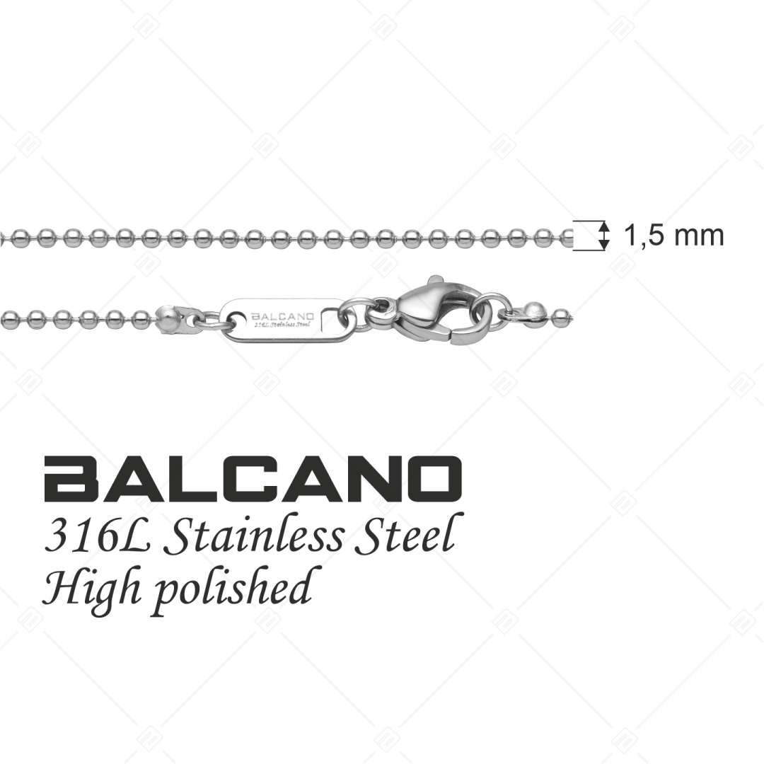 BALCANO - Ball Chain / Nemesacél bogyós nyaklánc magasfényű polírozással - 1,5 mm (341312BC97)