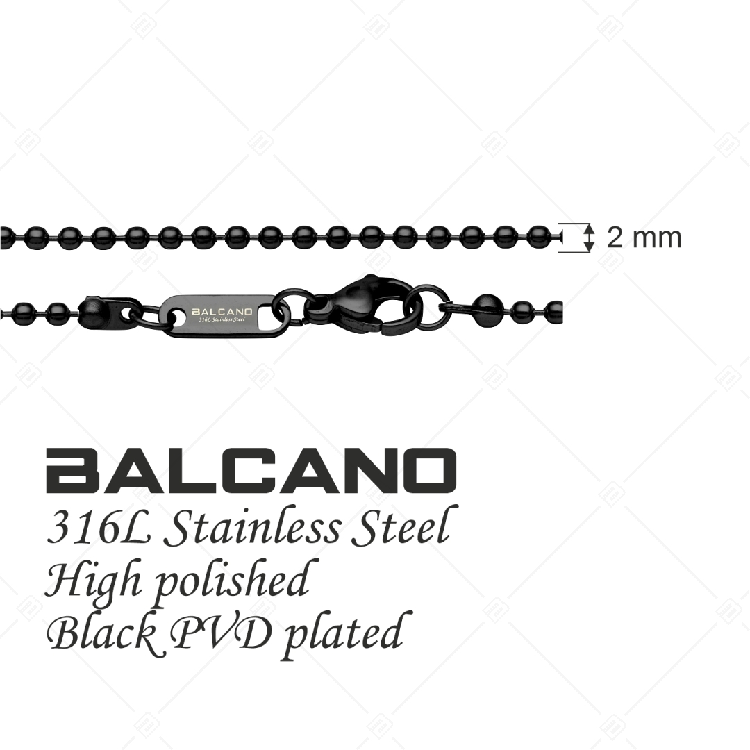 BALCANO - Ball Chain / Nemesacél bogyós nyaklánc fekete PVD bevonattal - 2mm (341313BC11)