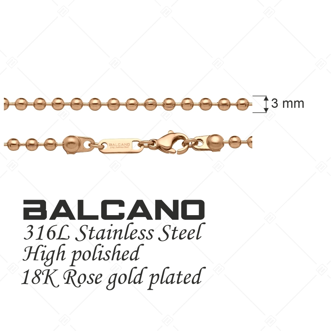 BALCANO - Ball Chain / Nemesacél bogyós nyaklánc 18K rozé arany bevonattal - 3 mm (341315BC96)