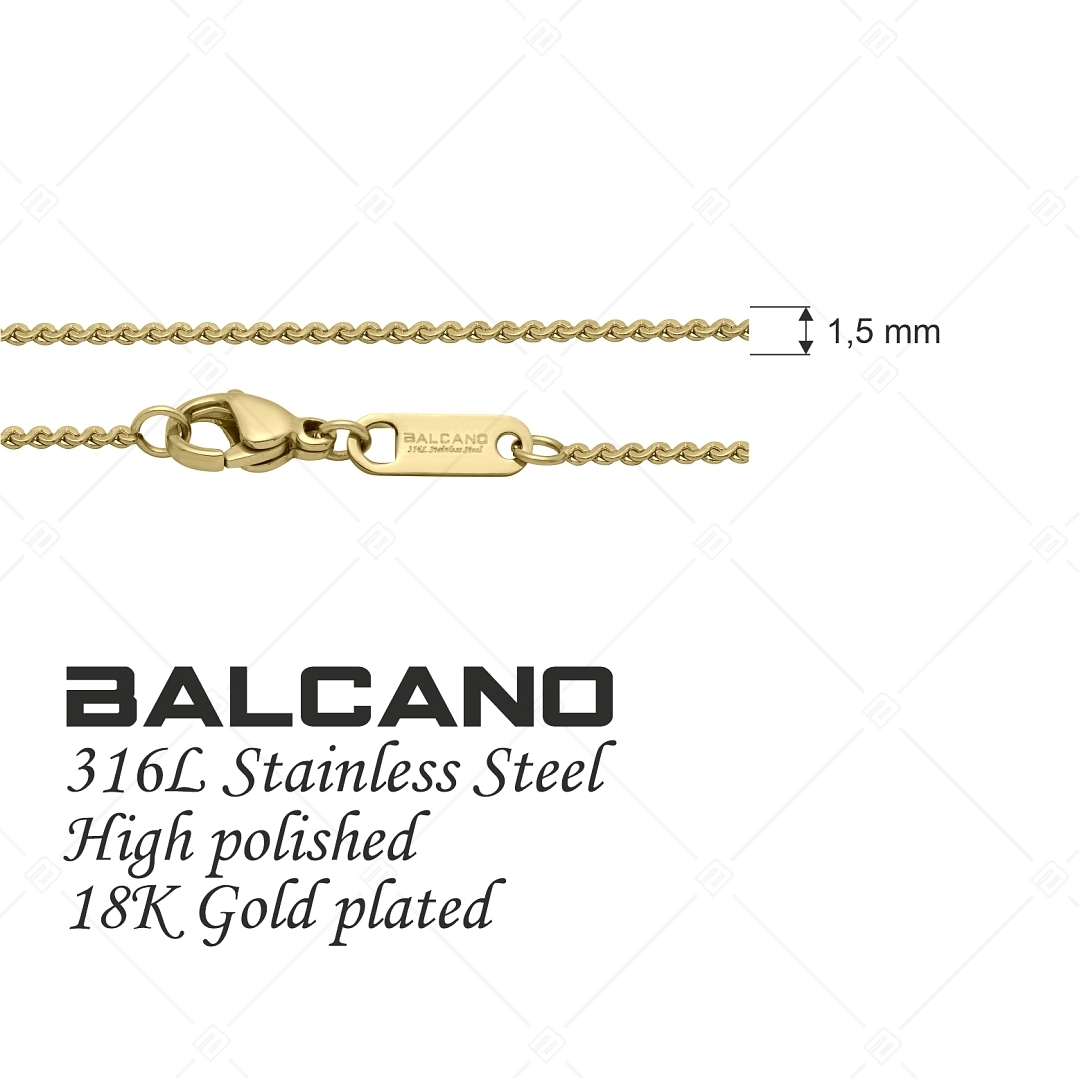 BALCANO - Serpentine / Nemesacél szerpentin nyaklánc 18K arany bevonattal - 1,5 mm (341332BC88)