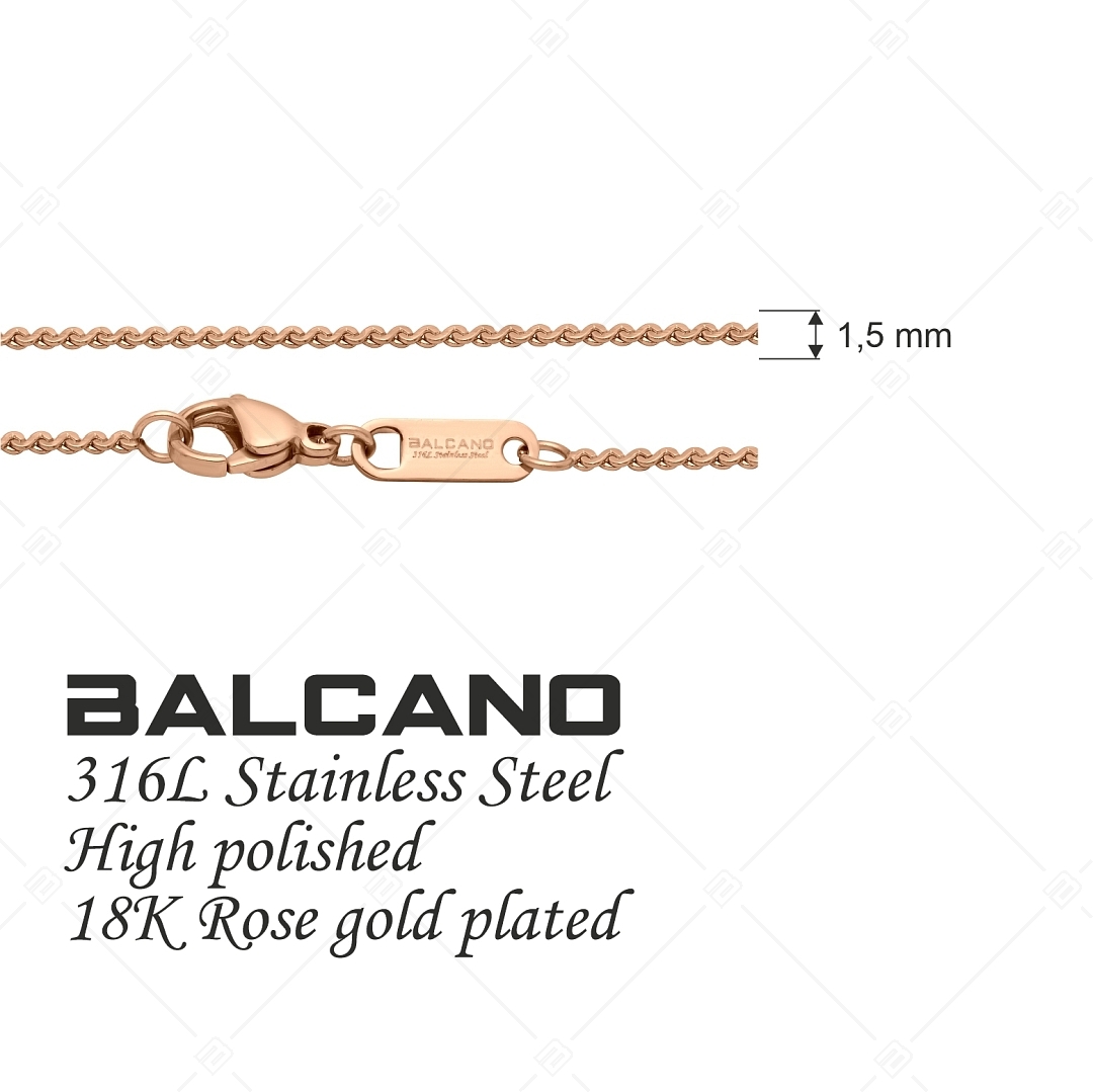 BALCANO - Serpentine / Nemesacél szerpentin nyaklánc 18K rozé arany bevonattal - 1,5 mm (341332BC96)