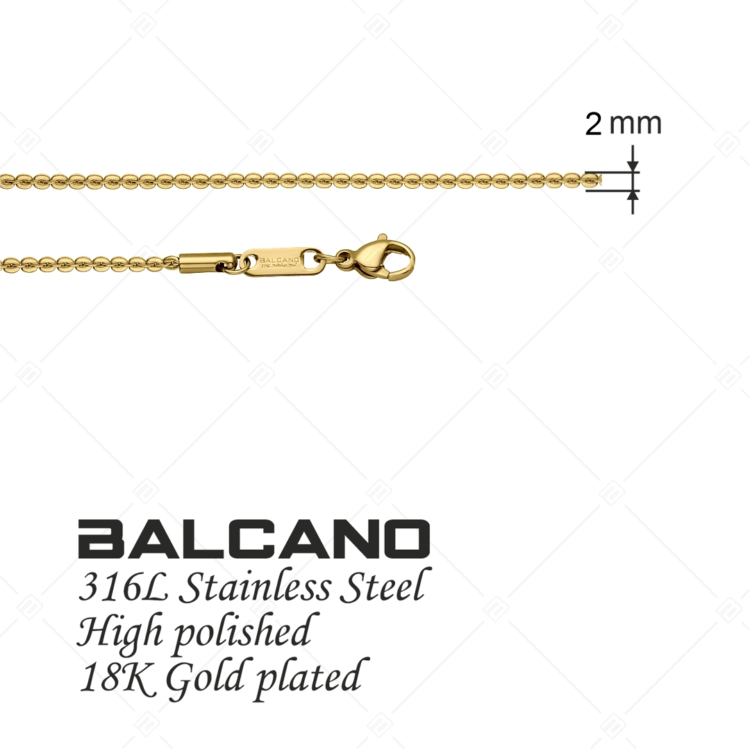 BALCANO - Coffee Chain / Nemesacél kávélánc nyaklánc 18K arany bevonattal - 2 mm (341338BC88)