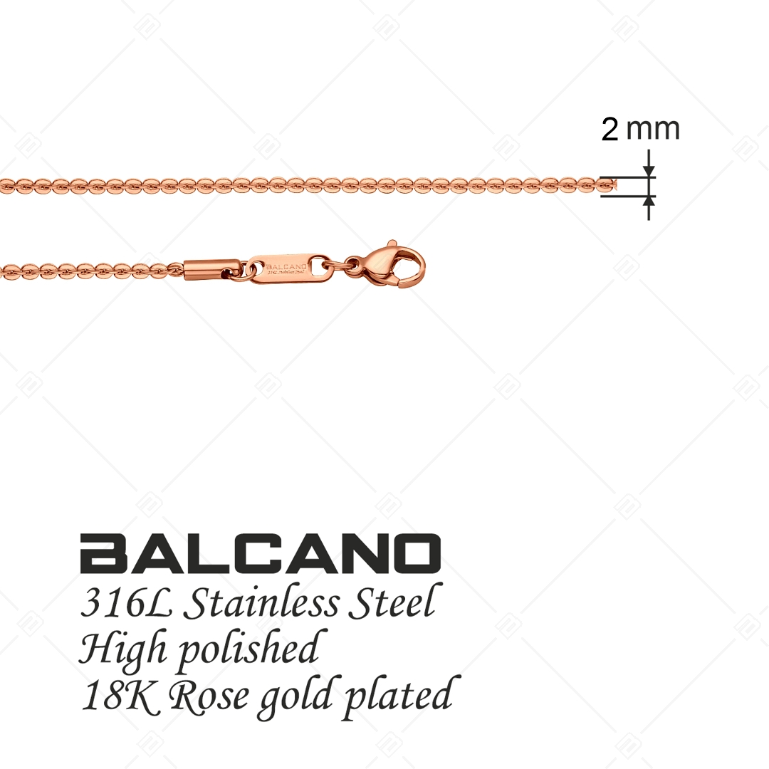 BALCANO - Coffee Chain / Nemesacél kávélánc nyaklánc 18K rozé arany bevonattal - 2 mm (341338BC96)