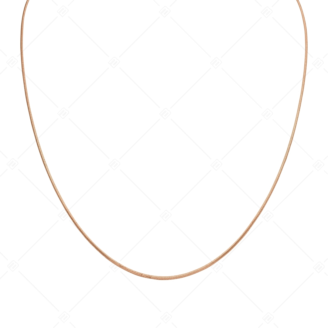 BALCANO - Square Snake / Nemesacél szögletes kígyólánc típusú nyaklánc 18K rozé arany bevonattal - 1 mm (341340BC96)