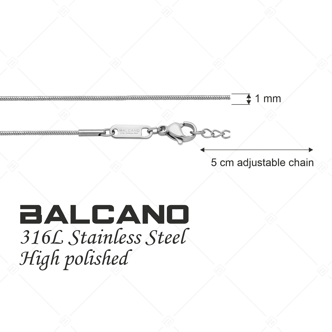 BALCANO - Square Snake / Nemesacél szögletes kígyólánc típusú nyaklánc magasfényű polírozással - 1 mm (341340BC97)