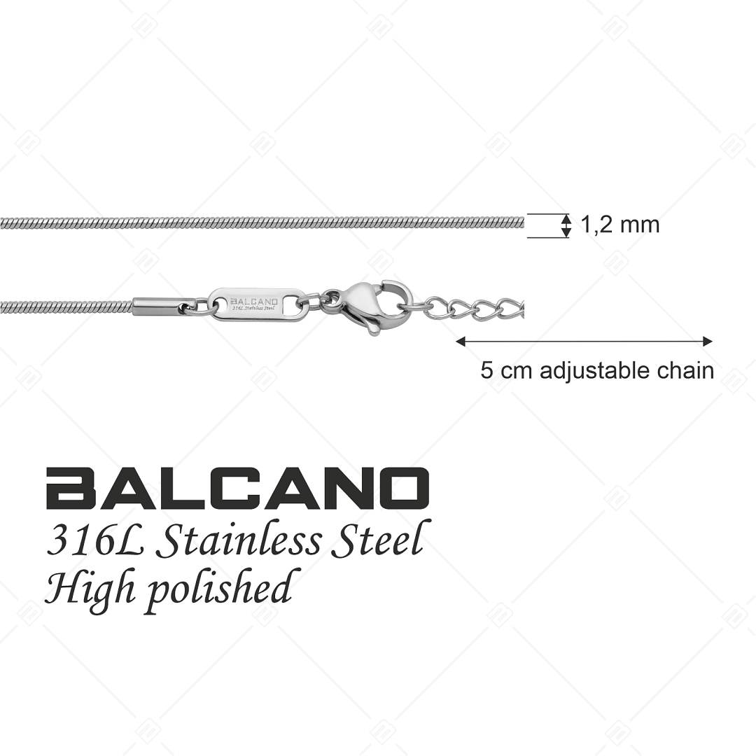 BALCANO - Square Snake / Nemesacél szögletes kígyólánc típusú nyaklánc magasfényű polírozással - 1,2 mm (341341BC97)