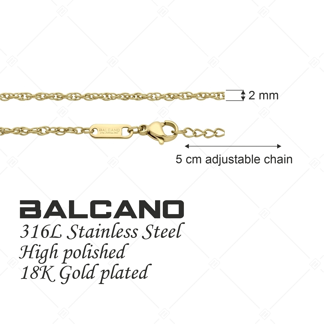 BALCANO - Prince of Wales / Nemesacél walesi szemes nyaklánc 18K arany bevonattal - 2 mm (341353BC88)
