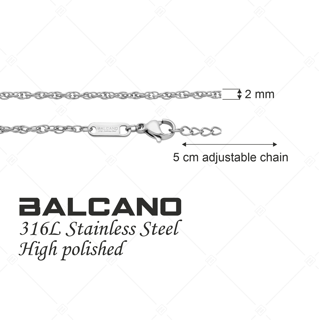 BALCANO - Prince of Wales / Nemesacél walesi szemes nyaklánc magasfényű polírozással - 2 mm (341353BC97)