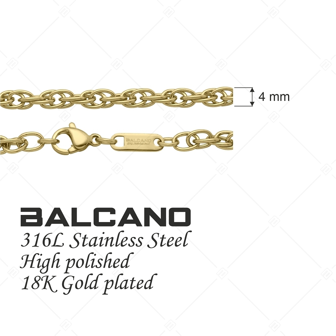 BALCANO - Prince of Wales / Nemesacél walesi szemes nyaklánc 18K arany bevonattal - 4 mm (341356BC88)