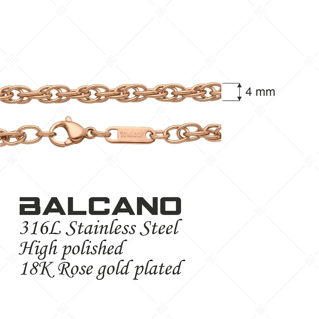 BALCANO - Prince of Wales / Nemesacél walesi szemes nyaklánc 18K rozé arany bevonattal - 4 mm (341356BC96)
