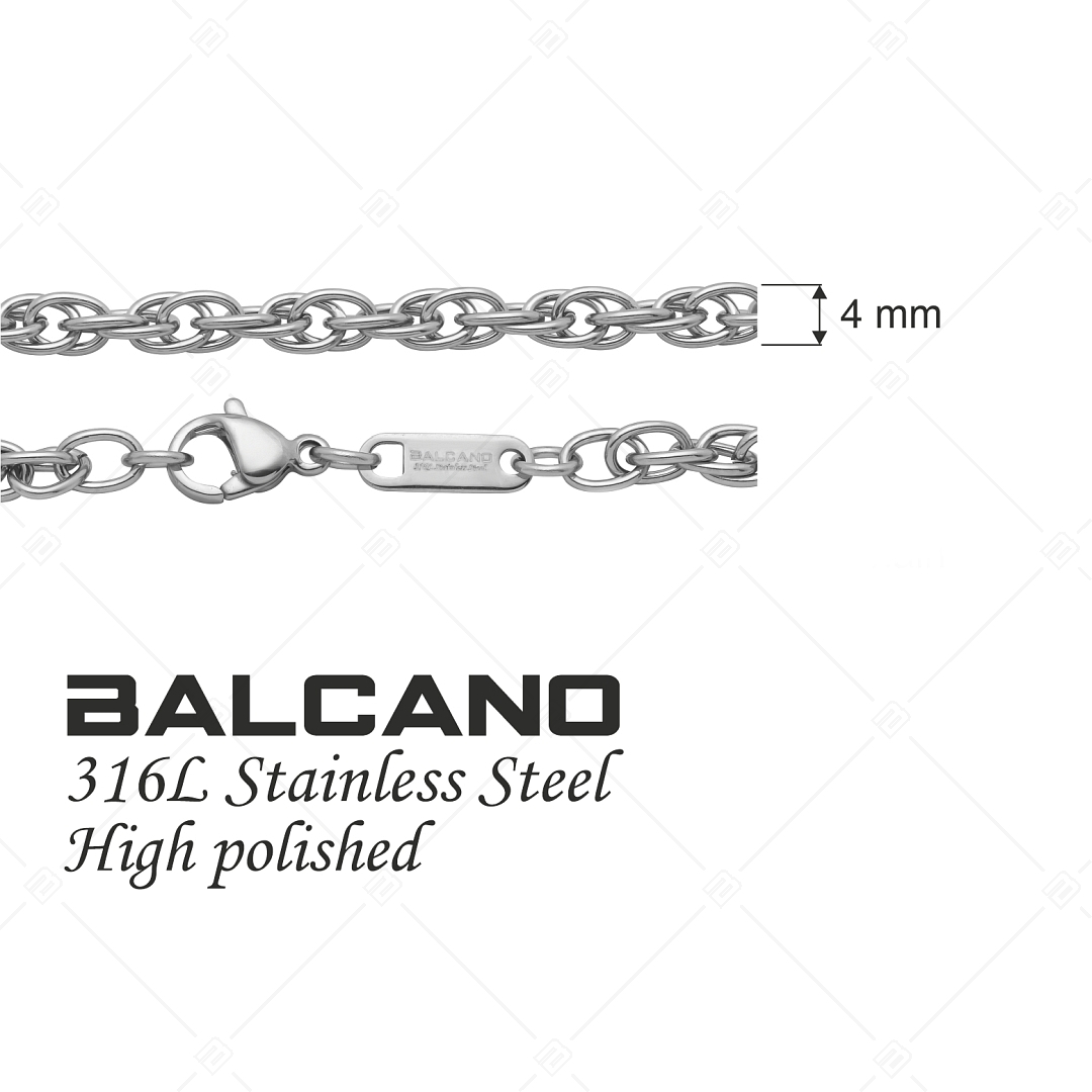 BALCANO - Prince of Wales / Nemesacél walesi szemes nyaklánc magasfényű polírozással - 4 mm (341356BC97)