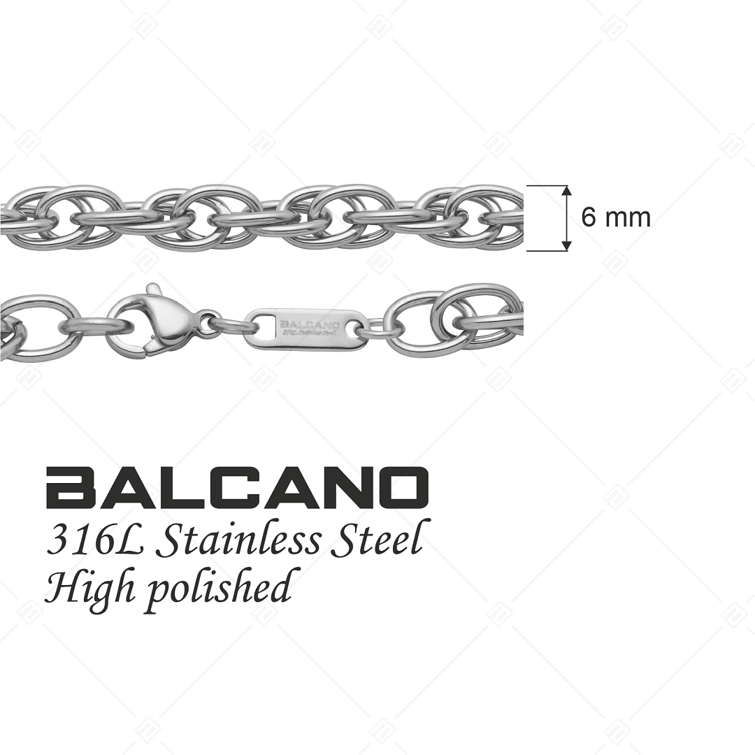BALCANO - Prince of Wales / Nemesacél walesi szemes nyaklánc magasfényű polírozással - 6 mm (341358BC97)