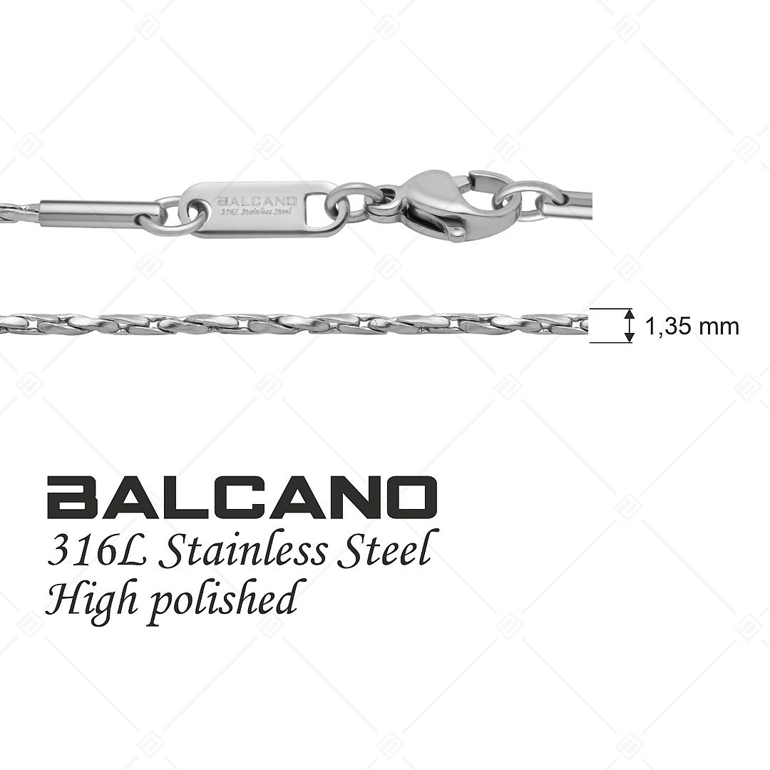 BALCANO - Twisted Cobra / Nemesacél csavart kobra lánc típusú nyaklánc magasfényű polírozással - 1,35 mm (341361BC97)