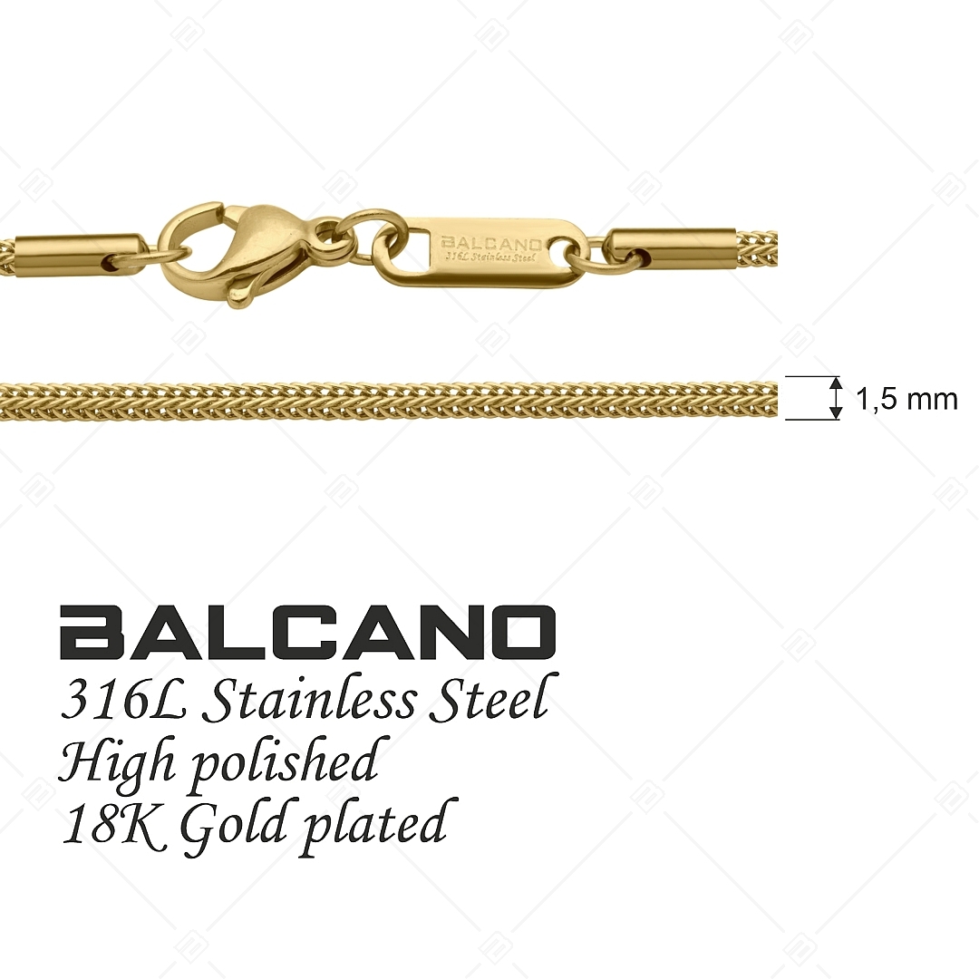 BALCANO - Foxtail / Nemesacél rókafark típusú nyaklánc 18K arany bevonattal - 1,5 mm (341382BC88)