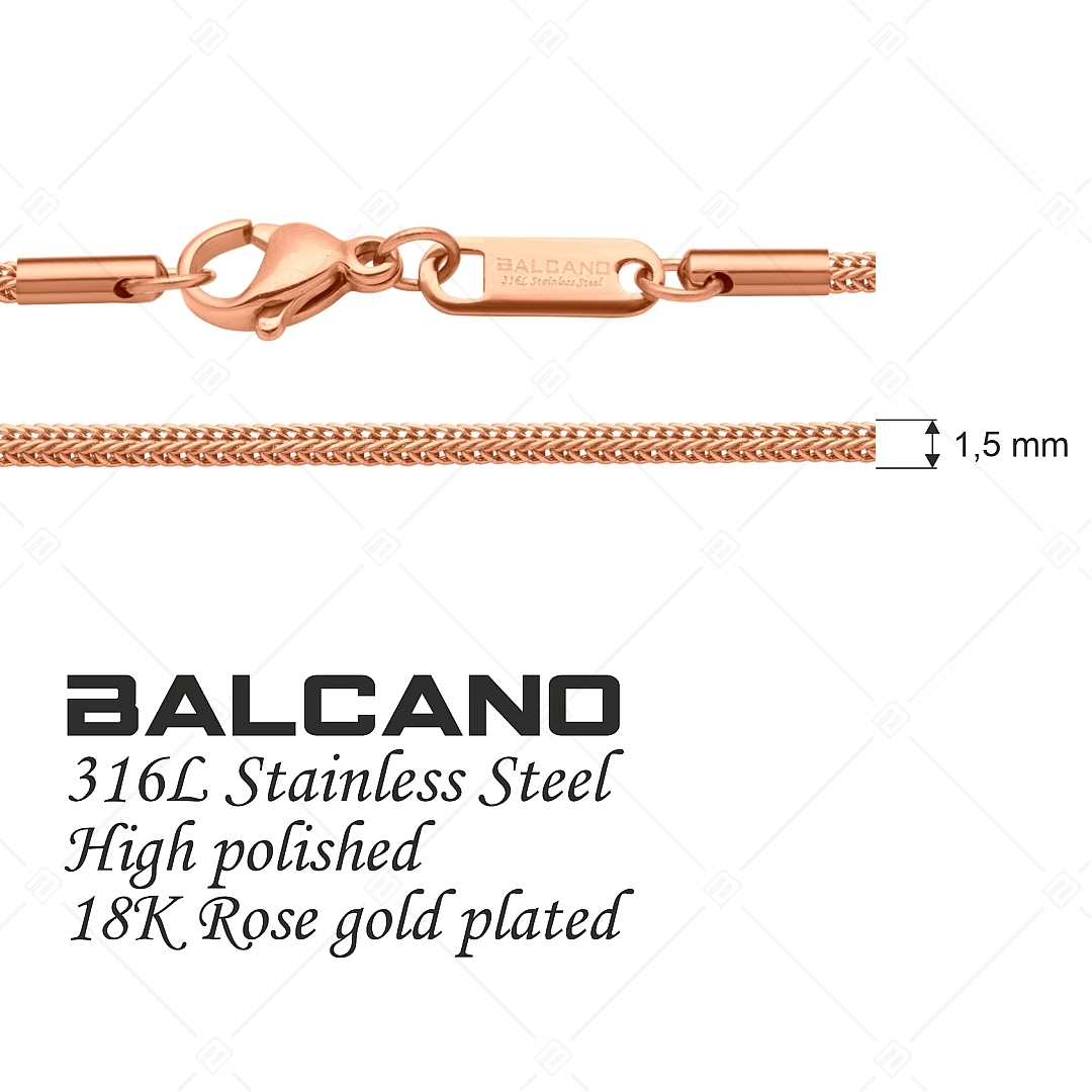BALCANO - Foxtail / Nemesacél rókafark típusú nyaklánc 18K rozé arany bevonattal - 1,5 mm (341382BC96)