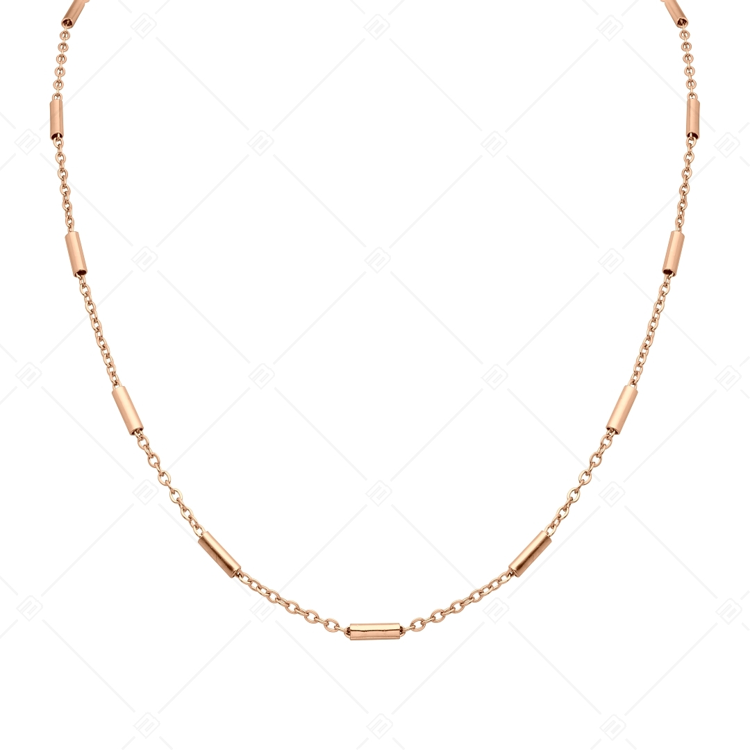 BALCANO - Bar & Link / Nemesacél pálcás szemű nyaklánc 18K rozé arany bevonattal - 2 / 2,5 mm (341394BC96)