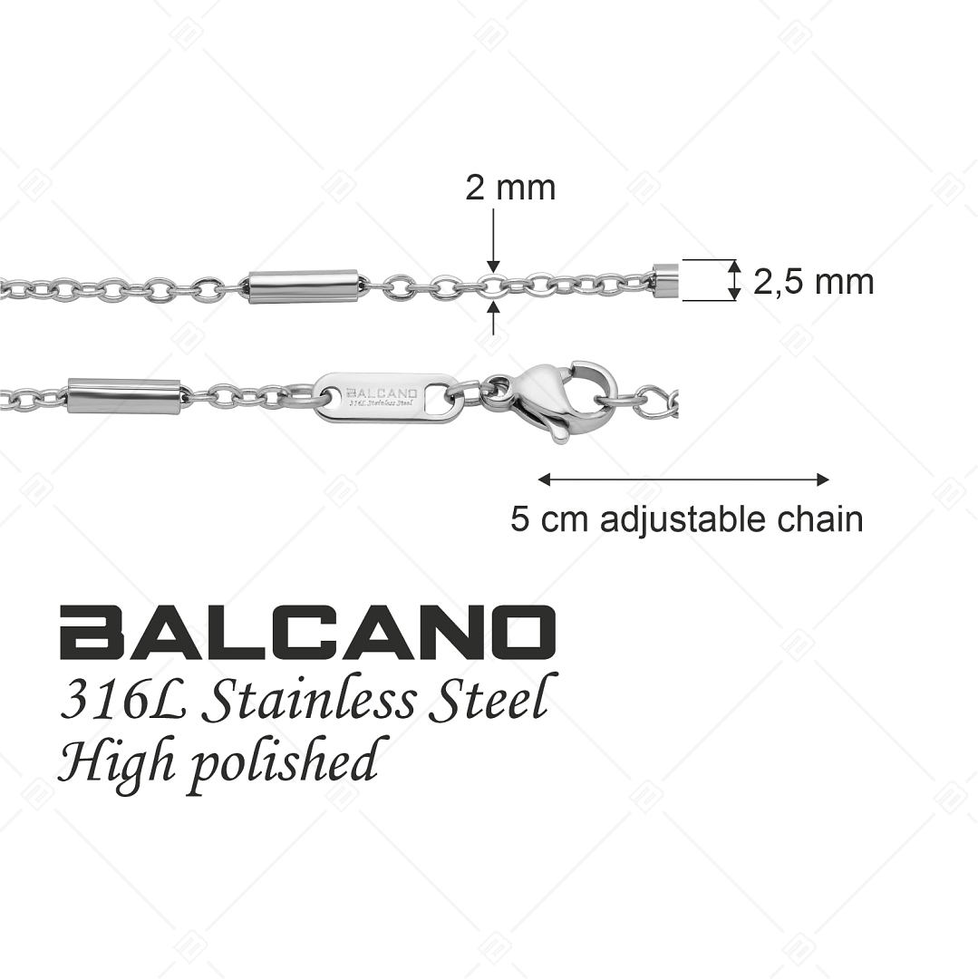 BALCANO - Bar & Link / Nemesacél pálcás szemű nyaklánc magasfényű polírozással - 2 / 2,5 mm (341394BC97)