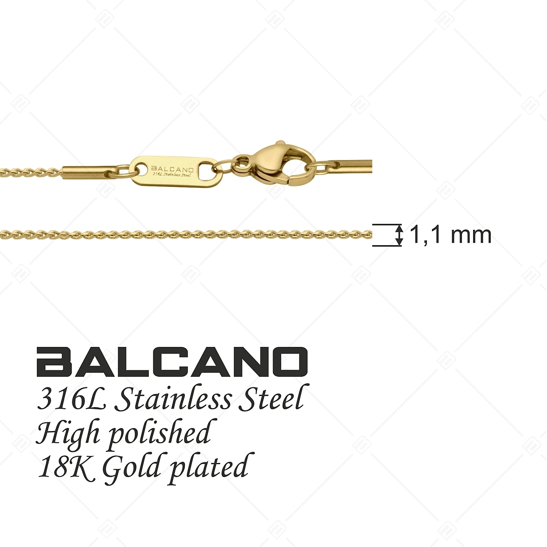 BALCANO - Spiga / Nemesacél fűzött lánc típusú nyaklánc 18K arany bevonattal - 1,1 mm (341400BC88)