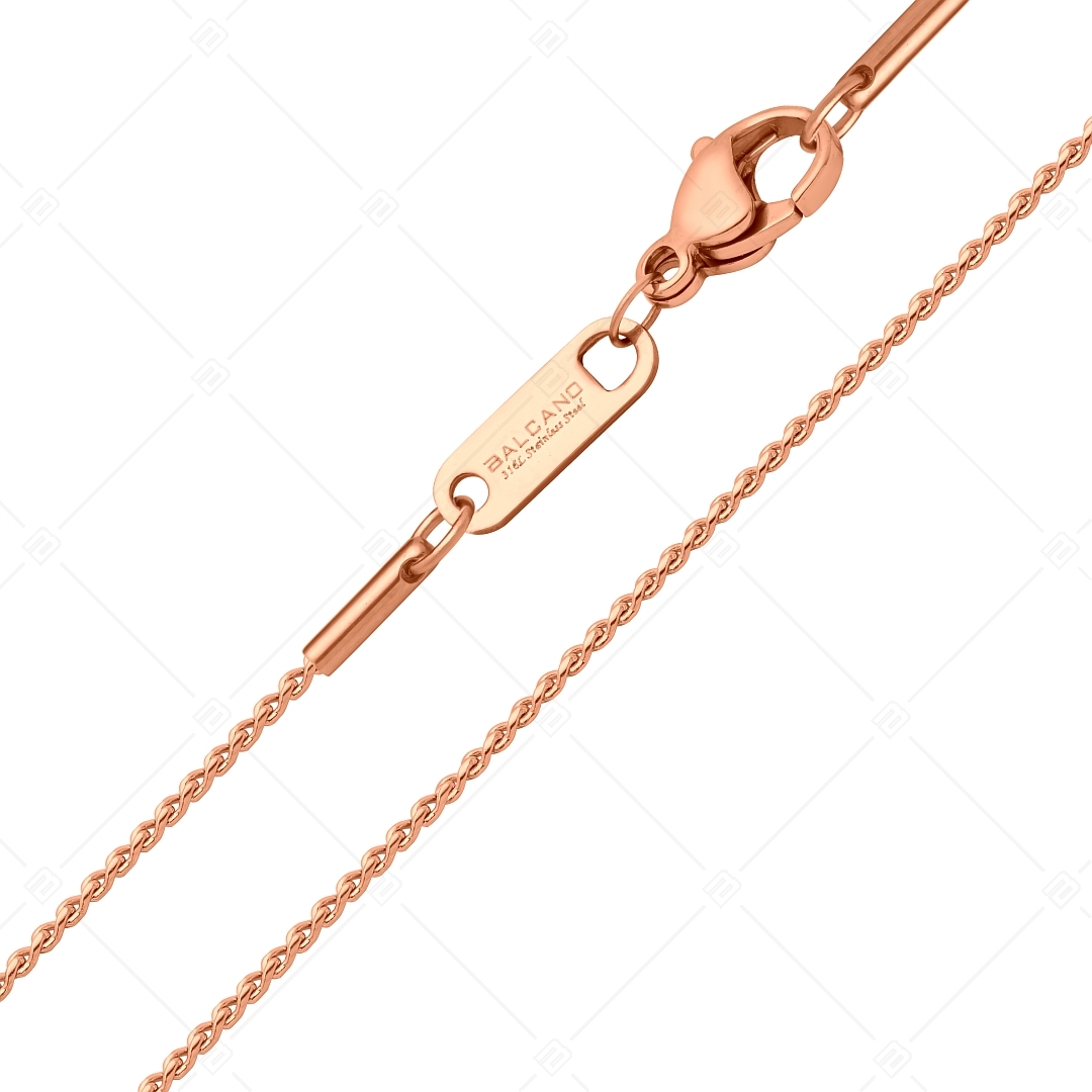 BALCANO - Spiga / Nemesacél fűzött lánc típusú nyaklánc 18K rozé arany bevonattal - 1,1 mm (341400BC96)