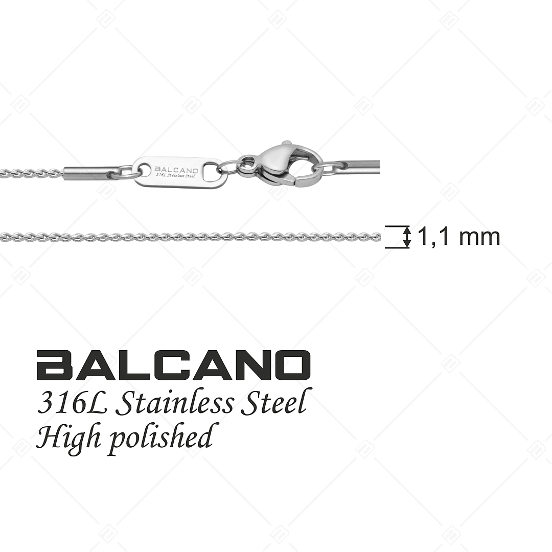 BALCANO - Spiga / Nemesacél fűzött lánc típusú nyaklánc magasfényű polírozással - 1,1 mm (341400BC97)