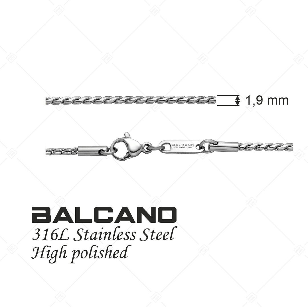 BALCANO - Spiga / Nemesacél fűzött lánc típusú nyaklánc magasfényű polírozással - 1,9 mm (341403BC97)