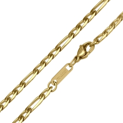 BALCANO - Figaro / Nemesacél figaró 3+1 szemes nyaklánc, 18K arany bevonattal - 4 mm