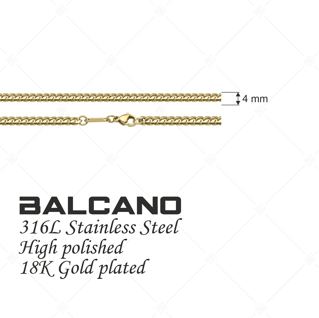 BALCANO - Curb / Nemesacél pancer nyaklánc 18K arany bevonattal - 4 mm (341426BC88)