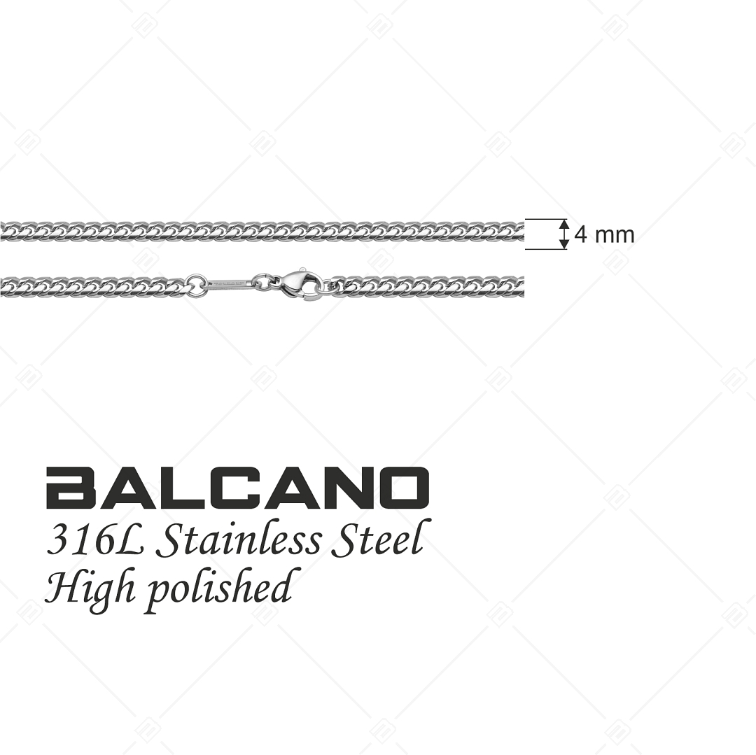 BALCANO - Curb / Nemesacél pancer nyaklánc magasfényű polírozással - 4 mm (341426BC97)