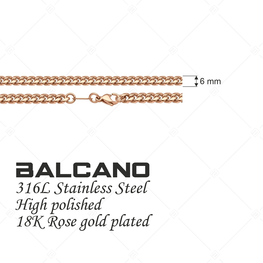 BALCANO - Curb / Nemesacél pancer karkötő 18K rozé arany bevonattal - 6 mm (341428BC96)
