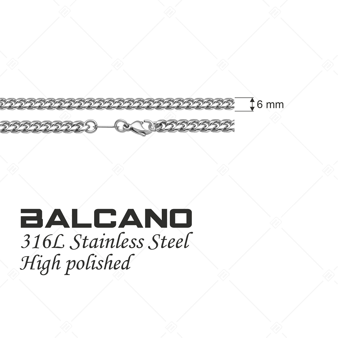 BALCANO - Curb / Nemesacél pancer nyaklánc magasfényű polírozással - 6 mm (341428BC97)