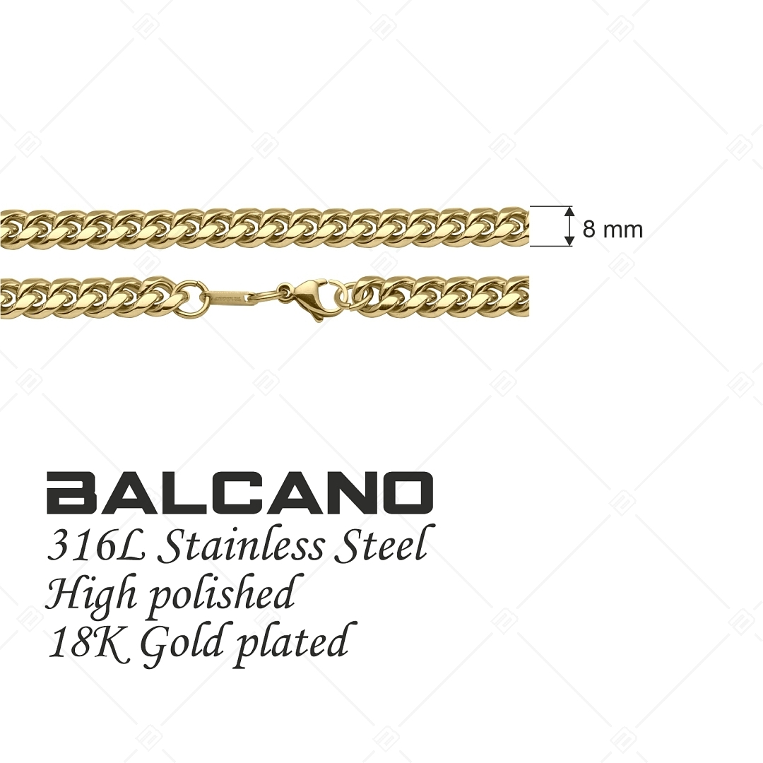 BALCANO - Curb / Nemesacél pancer nyaklánc 18K arany bevonattal - 8 mm (341429BC88)