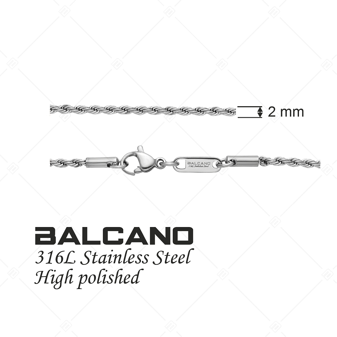 BALCANO - Rope / Kötél lánc típusú nyaklánc magasfényű polírozással - 2 mm (341433BC97)