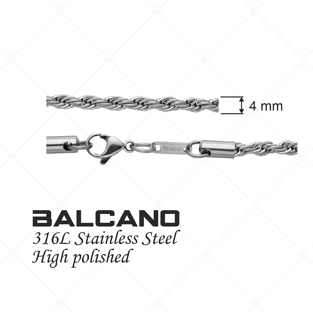 BALCANO - Rope / Kötél lánc típusú nyaklánc magasfényű polírozással - 4 mm (341436BC97)