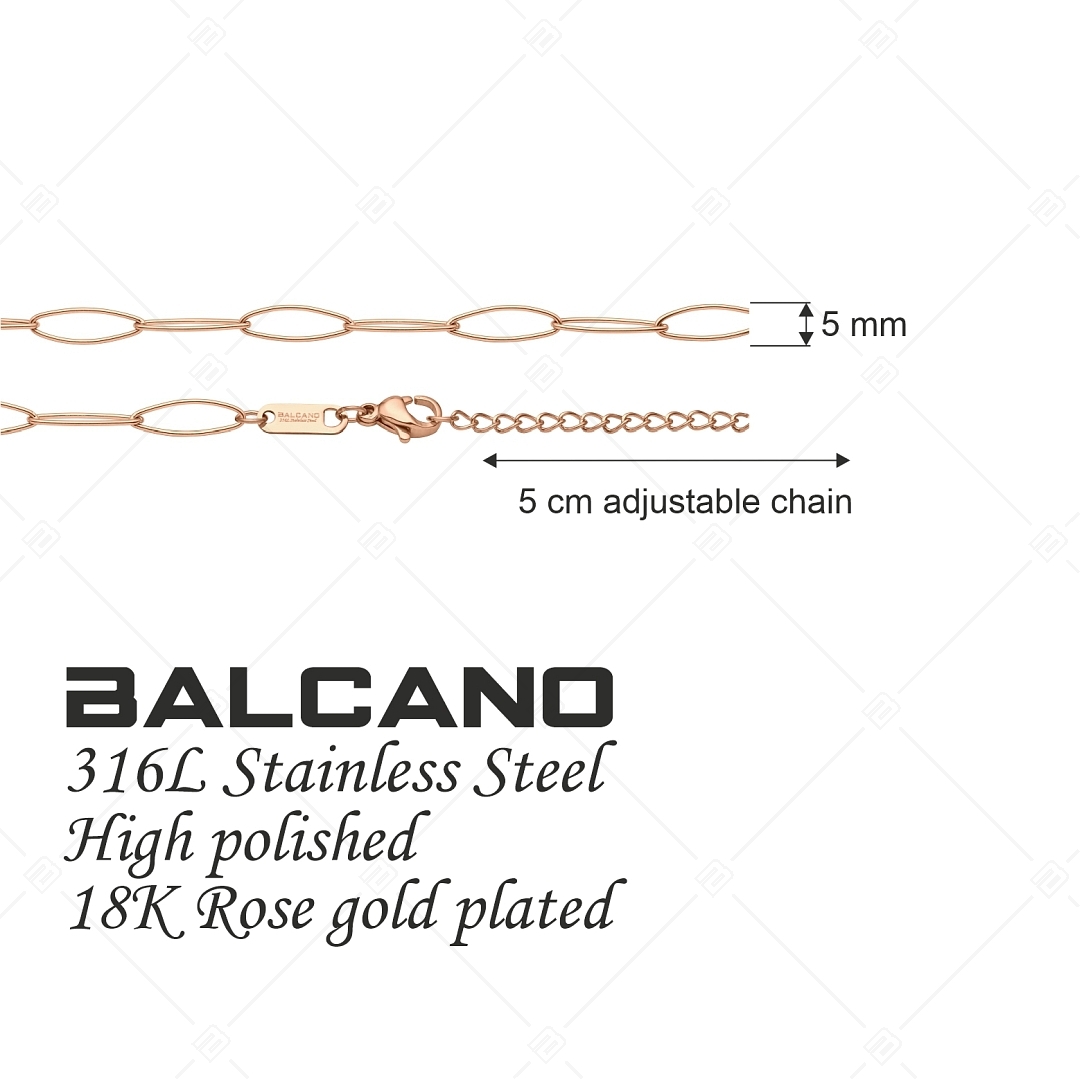 BALCANO - Marquise / Nemesacél márkíz típusú nyaklánc 18K rozé arany bevonattal - 5 mm (341447BC96)