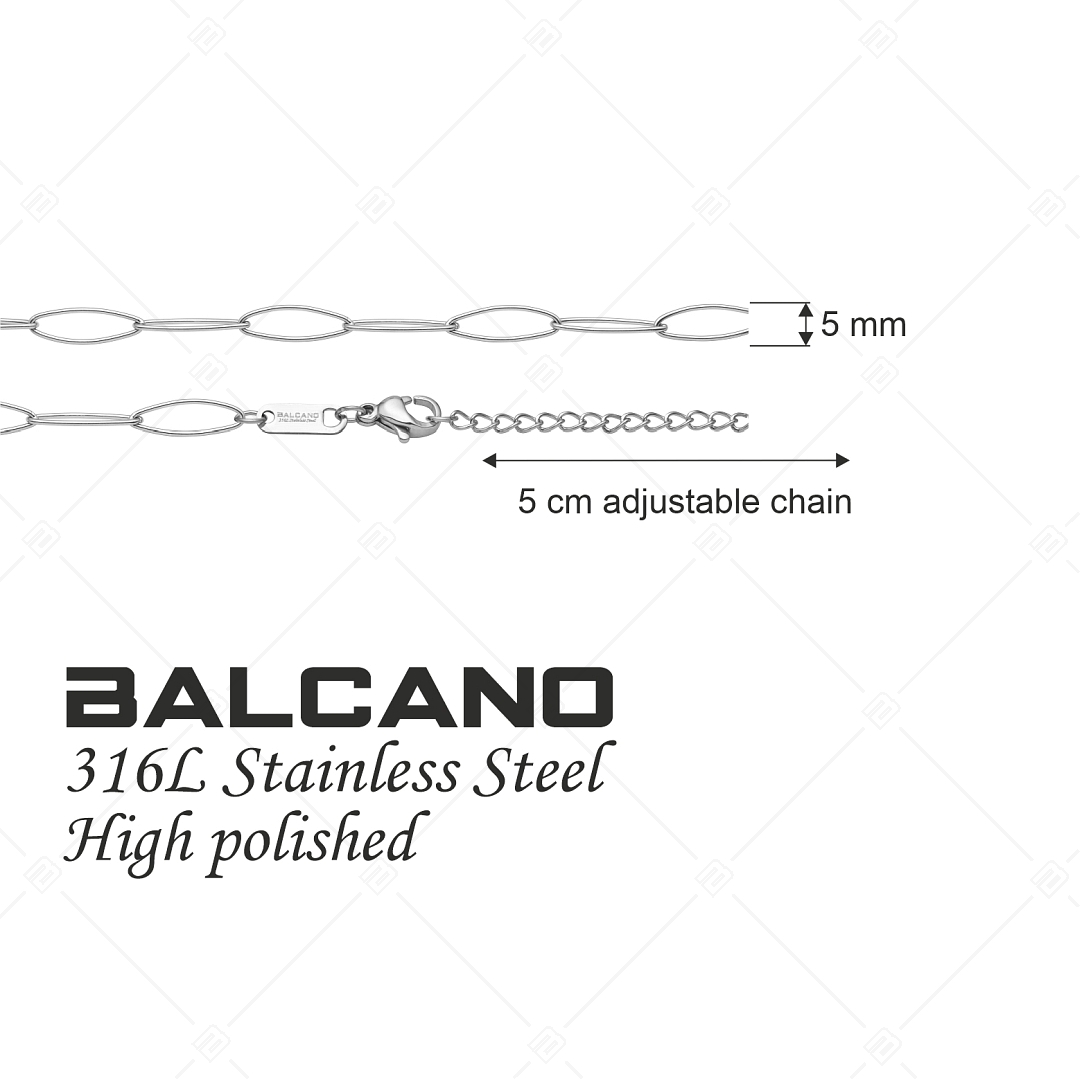 BALCANO - Marquise / Nemesacél márkíz típusú nyaklánc magasfényű polírozással - 5 mm (341447BC97)