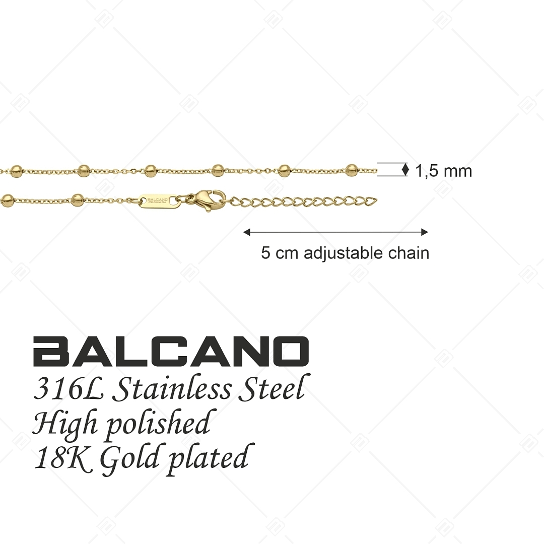 BALCANO - Beaded Cable / Nemesacél bogyós anker nyaklánc 18K arany bevonattal - 1,5 mm (341452BC88)