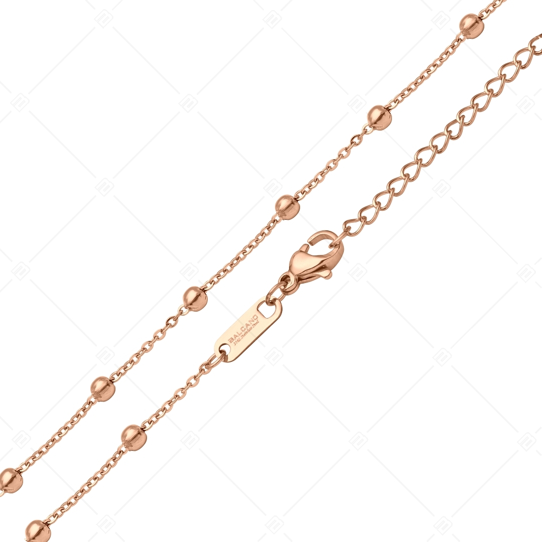 BALCANO - Beaded Cable / Nemesacél bogyós anker nyaklánc 18K rozé arany bevonattal - 1,5 mm (341452BC96)