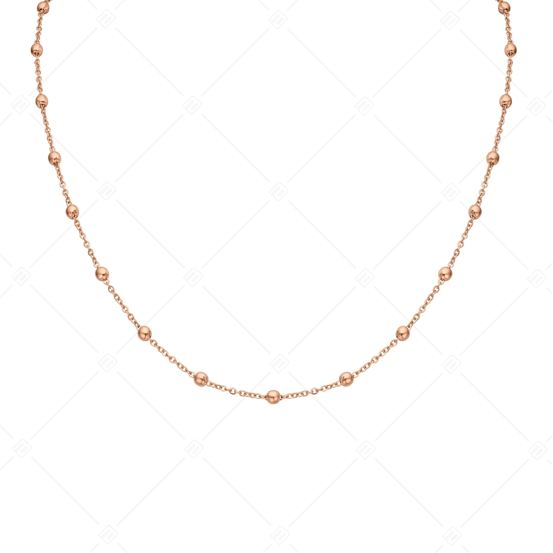 BALCANO - Beaded Cable / Nemesacél bogyós anker nyaklánc 18K rozé arany bevonattal - 1,5 mm (341452BC96)