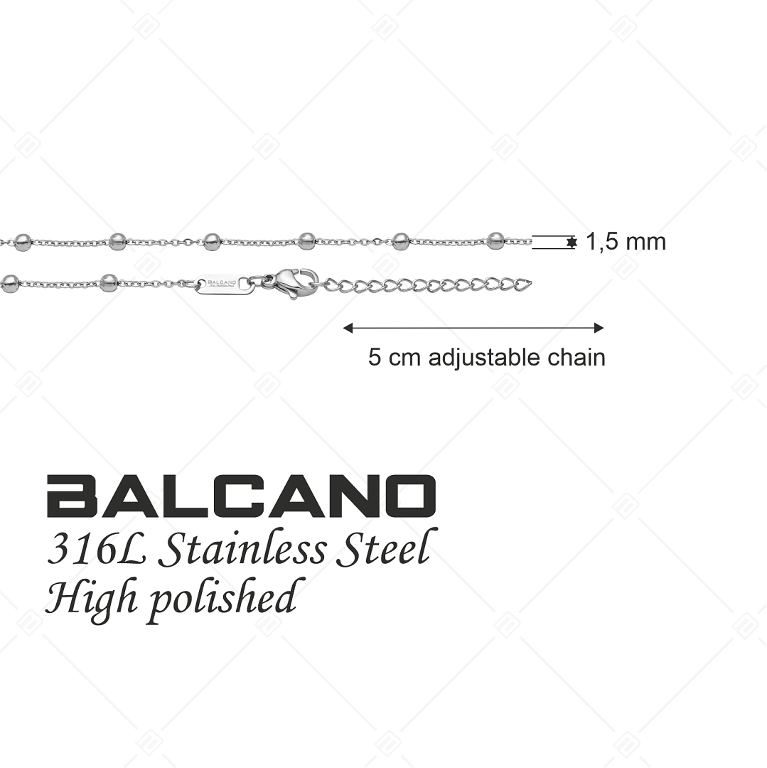 BALCANO - Beaded Cable / Nemesacél bogyós anker nyaklánc magasfényű polírozással - 1,5 mm (341452BC97)