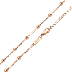 BALCANO - Beaded Cable / Nemesacél bogyós anker nyaklánc 18K rozé arany bevonattal - 2 mm