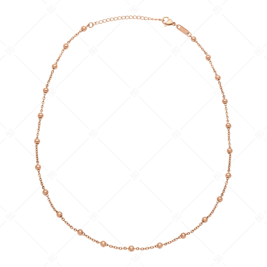 BALCANO - Beaded Cable / Nemesacél bogyós anker nyaklánc 18K rozé arany bevonattal - 2 mm (341453BC96)