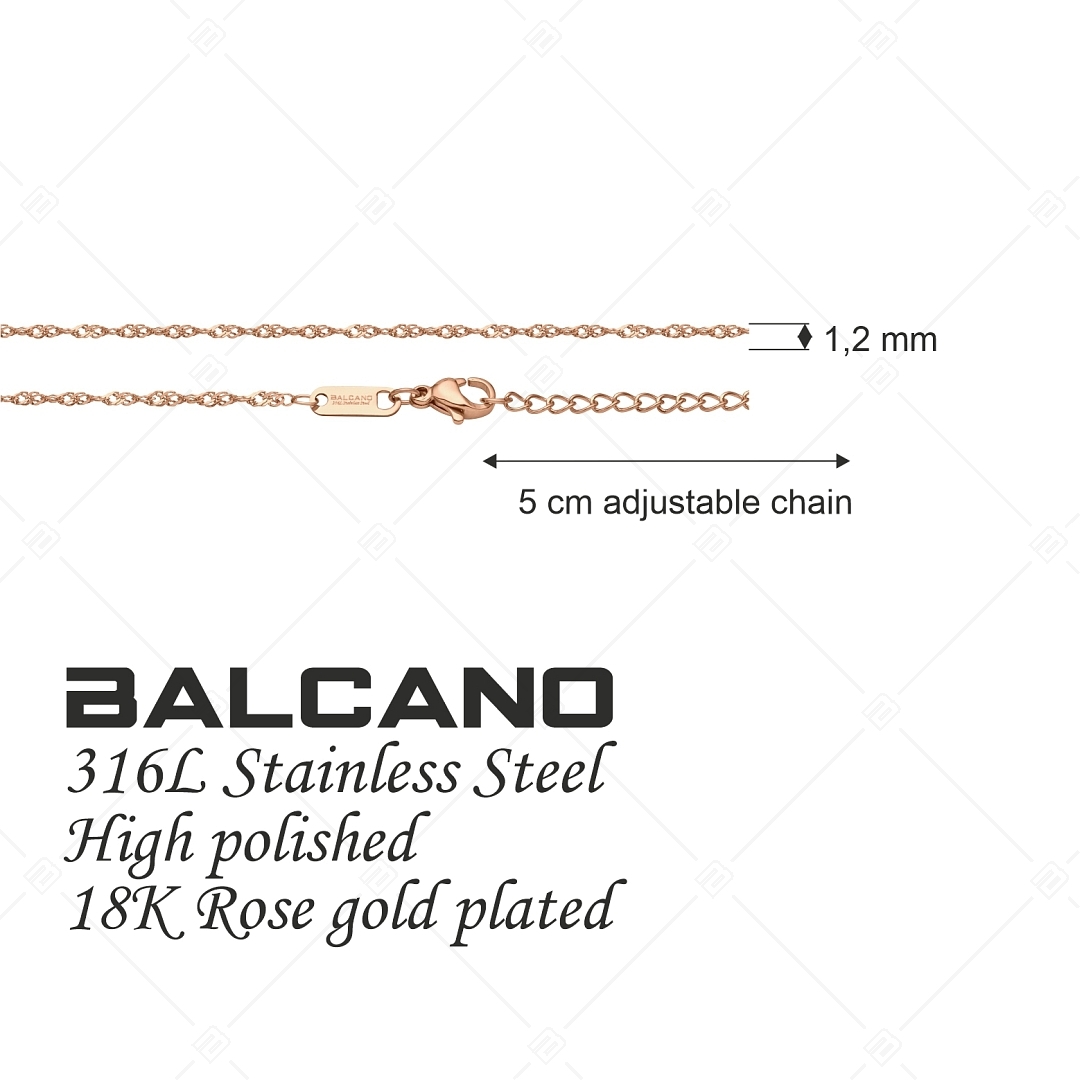 BALCANO - Singapore / Nemesacél szingapúri lánc típusú nyaklánc 18K rozé arany bevonattal - 1,2 mm (341461BC96)