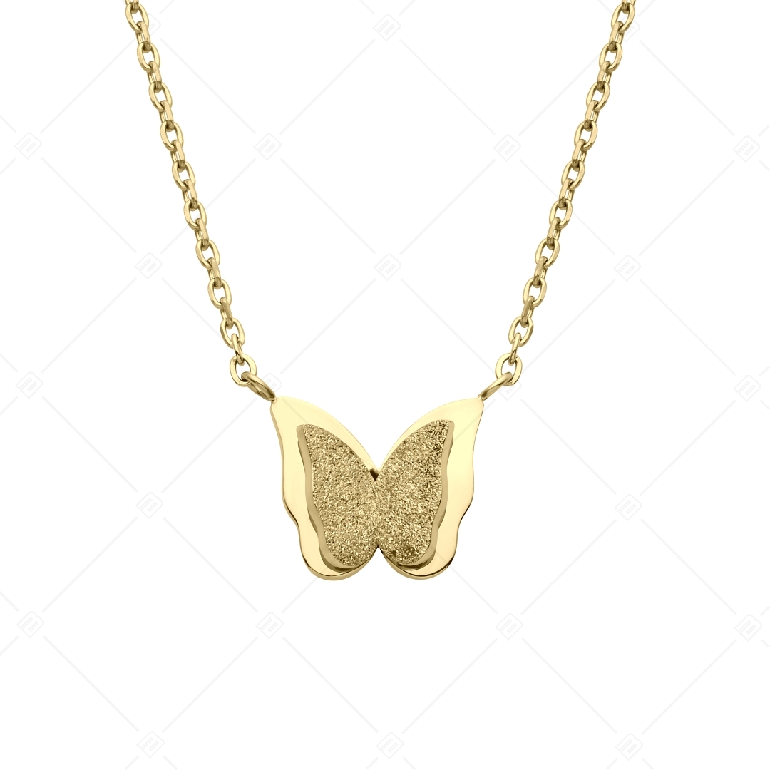 BALCANO - Papillon / Nemesacél Csillámos felületű pillangóval díszített nyaklánc 18K arany bevonattal (341470BC88)