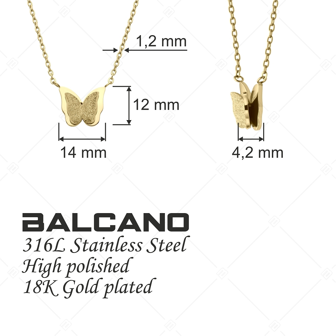 BALCANO - Papillon / Nemesacél Csillámos felületű pillangóval díszített nyaklánc 18K arany bevonattal (341470BC88)