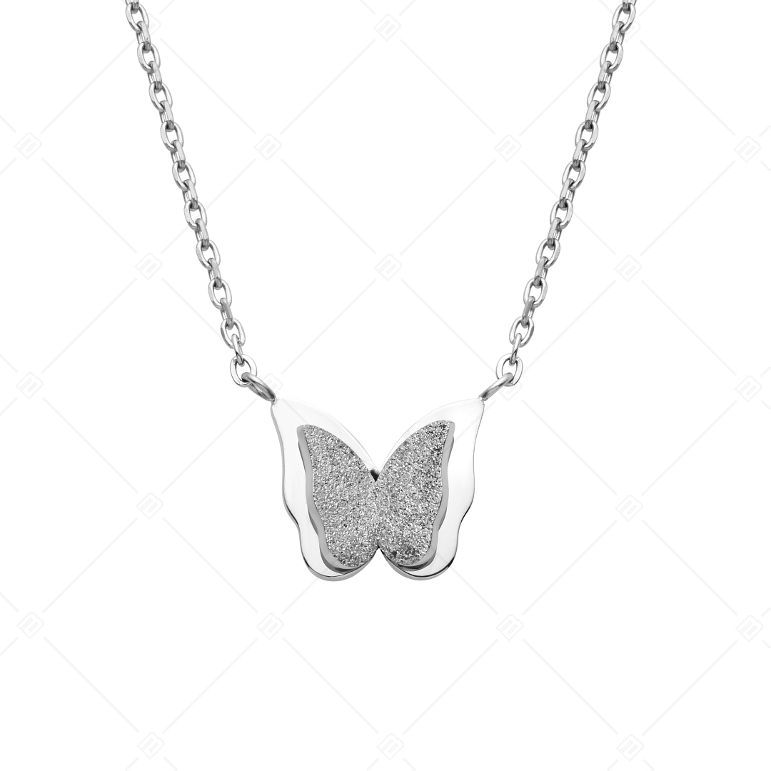 BALCANO - Papillon / Nemesacél csillámos felületű pillangóval díszített nyaklánc magasfényű polírozással (341470BC97)