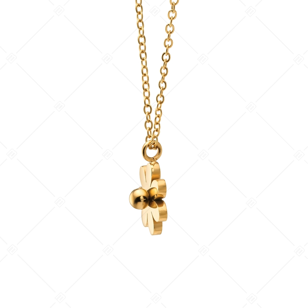 BALCANO - Daisy / Nemesacél nyaklánc százszorszép alakú medállal és 18K arany bevonattal (341471BC88)