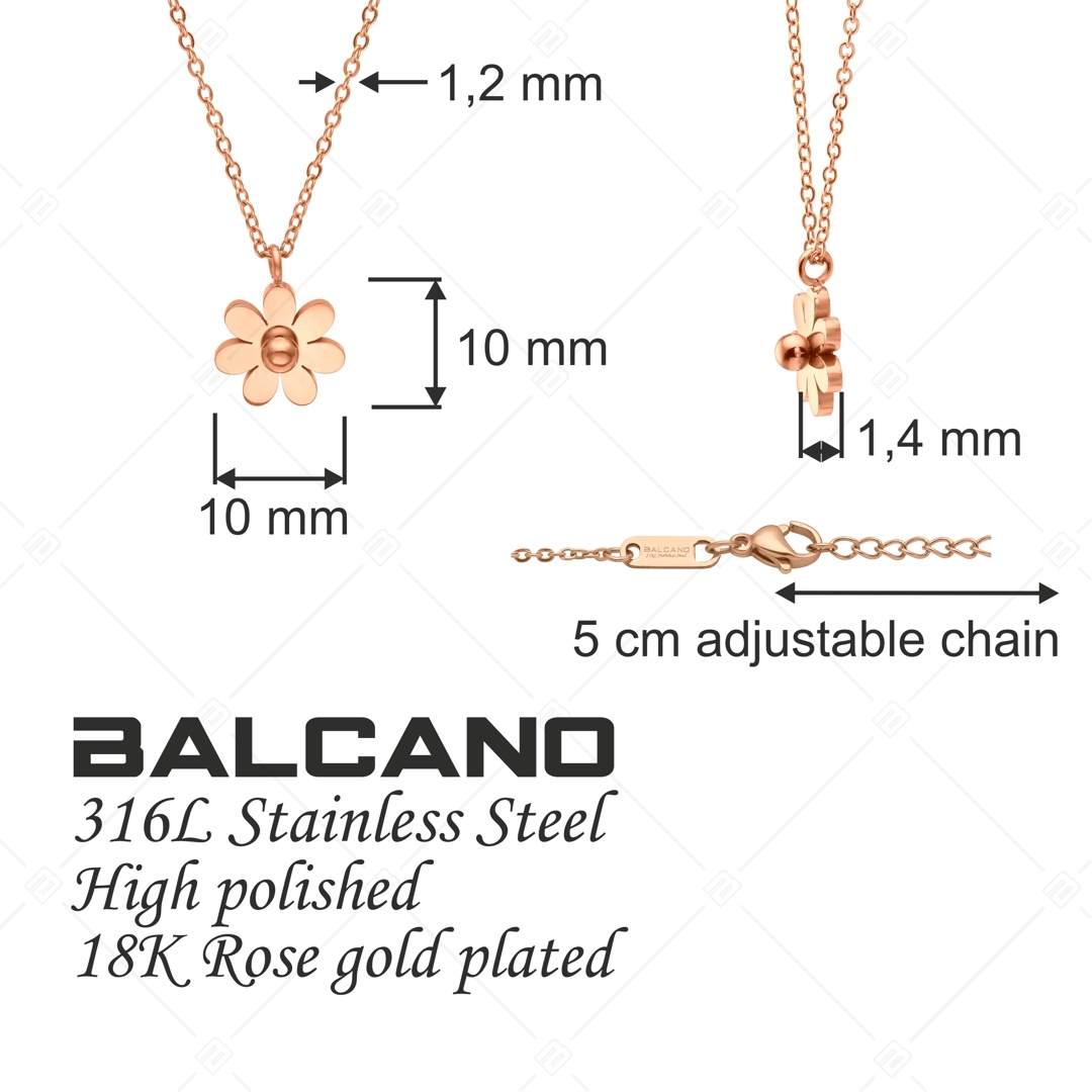 BALCANO - Daisy / Nemesacél nyaklánc százszorszép alakú medállal és 18K rozé arany bevonattal (341471BC96)