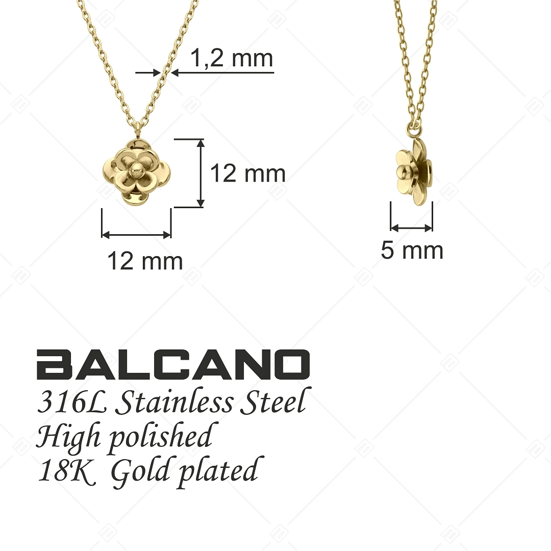 BALCANO - Rose / Nemesacél anker nyaklánc virágos medállal, 18K arany bevonattal (341472BC88)