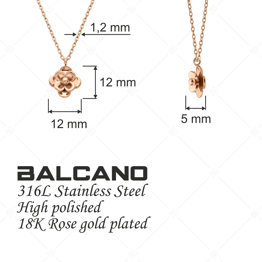 BALCANO - Rose / Nemesacél anker nyaklánc virágos medállal, 18K rozé arany bevonattal (341472BC96)